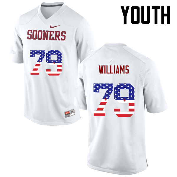 Youth Oklahoma Sooners #79 Daryl Williams College Football USA Flag Fashion Jerseys-White